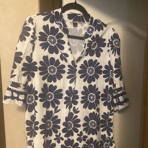 Floral Navy and White Women's Dress